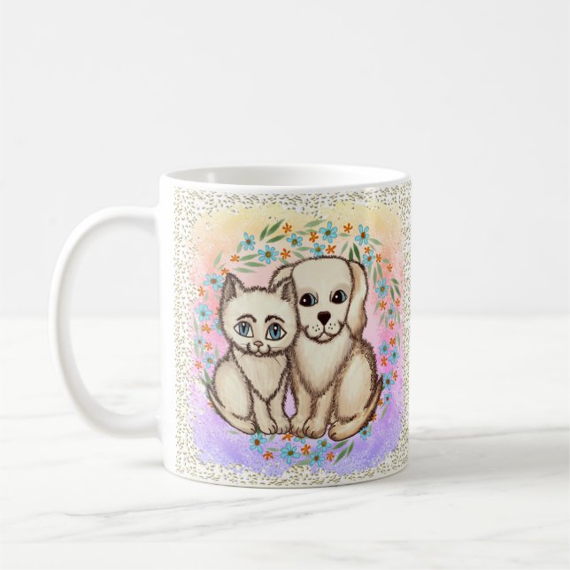 Caneca De Café Gato Ama Cachorro  (Esquerda)
