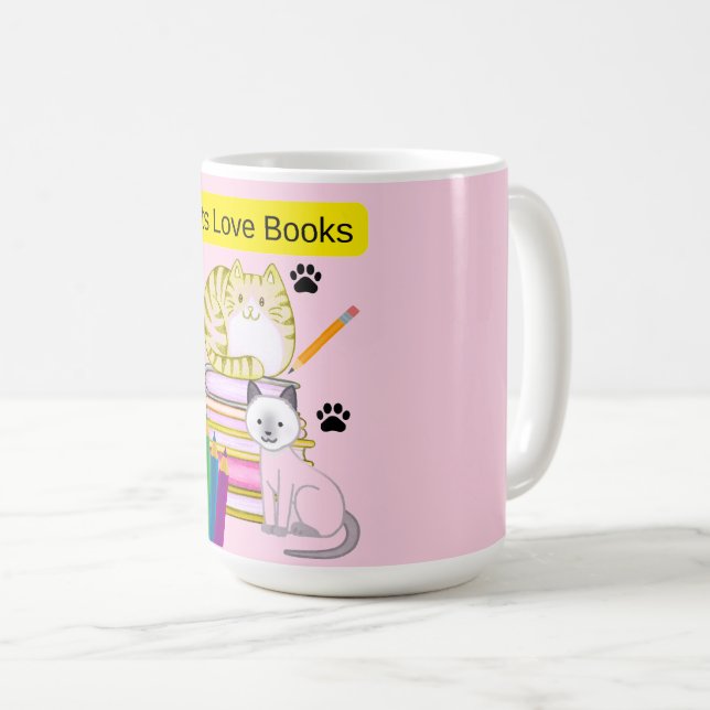 Caneca De Café Gato Ama Livros (Frente Esquerda)
