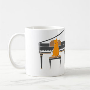 Caneca De Café Gato Amante de Música Tocando Piano