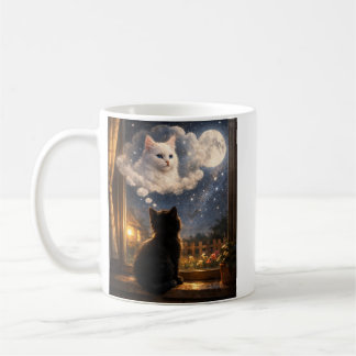 Caneca De Café Gato Amor Lua & Estrelas