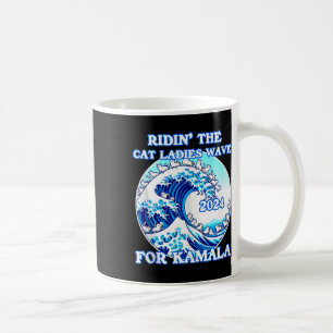 Caneca De Café Gato Andando Mulher Azul Onda Para Kamala Harris P