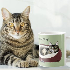 Caneca De Café Gato Angorá Fofo Dia das Mães Verde