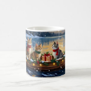 Caneca De Café Gato Angorá Turco Natal Barco Feriado