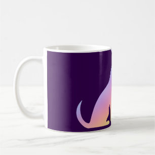 Caneca De Café Gato Arco-íris Fofo e Silhueta de Cachorro Amor Ro