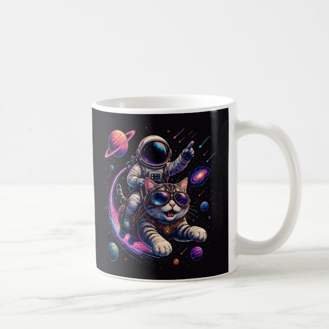 Caneca De Café Gato astronauta viajando pelo espaço (Direita)