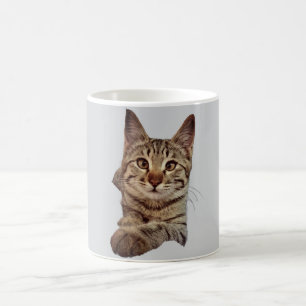 Caneca De Café Gato Atigrado Fofo com Patas Cruzadas Engraçado 