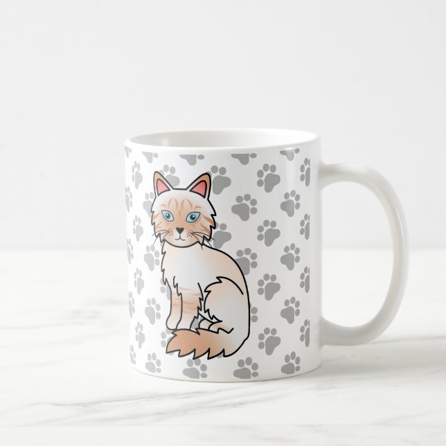 Caneca De Café Gato Atigrado Vermelho Ponto Birman / Ragdoll Fofo (Direita)