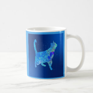 Caneca De Café Gato Azul Indo para Casa