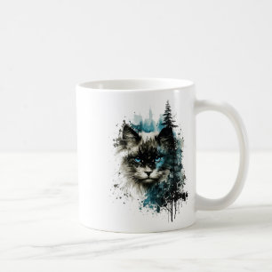 Caneca De Café Gato Azul Olhos Gatos Motif Art Forest Animal Cat