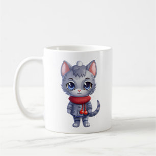 Caneca De Café Gato Azul Russo e Cachorro de Natal