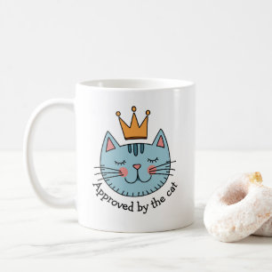 Caneca De Café Gato Azul Whimsso Com Uma Coroa Amarela Personaliz