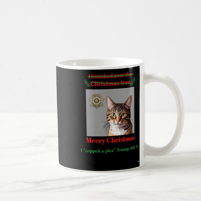 Caneca De Café Gato Bata Sobre A Árvore De Natal (Direita)