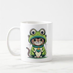 Caneca De Café Gato bebê bonito com chapéu Sapo