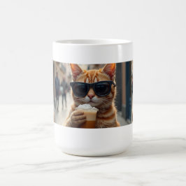 Caneca De Café Gato Bebendo Café Em Uma Rua