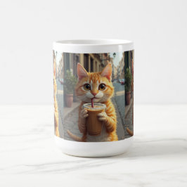 Caneca De Café Gato Bebendo Café Na Rua