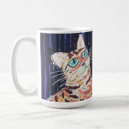 Caneca De Café Gato Bengal Neon Noir