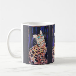Caneca De Café Gato Bengala Neon Noir