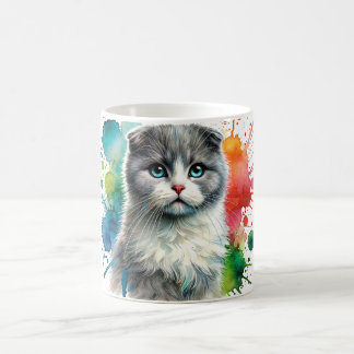 Caneca De Café Gato Bi-Cor Scottish Fold Aquarela