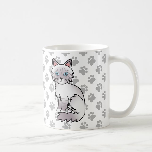 Caneca De Café Gato Birman / Ragdoll Tabby Lilac Point Cute & Pat (Direita)