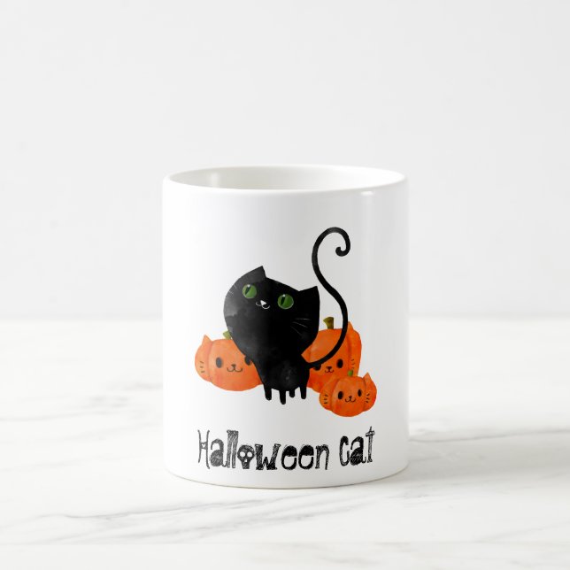 Caneca De Café Gato bonitinho do Halloween com abóboras (Centro)