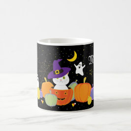 Caneca De Café Gato bonitinho do Halloween no Chapéu das Bruxas