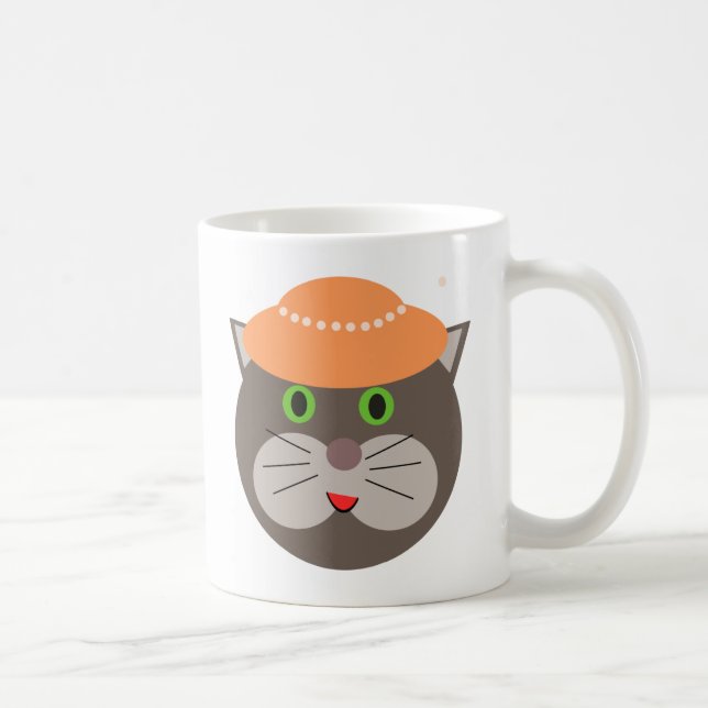 Caneca De Café Gato Bonito Com Chapéu (Direita)