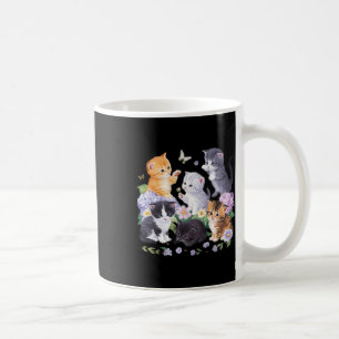 Caneca De Café Gato Bonito Com Flores Para Raparigas De Gato