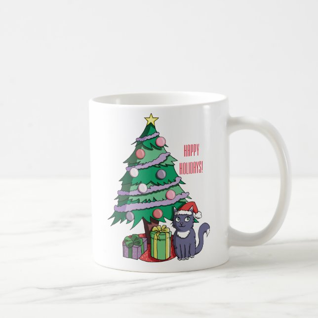 Caneca De Café Gato bonito do papai noel sob uma ilustração da (Direita)