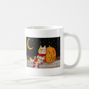 Caneca De Café Gato bonito e abóbora de abóbora de Halloween com