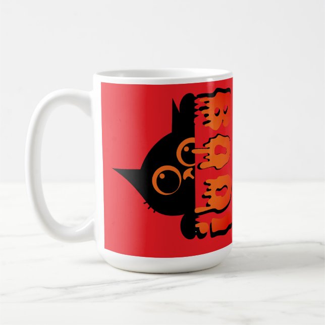Caneca De Café Gato Bonito e Louco com "Boo" : Design de Gato Hal (Esquerda)