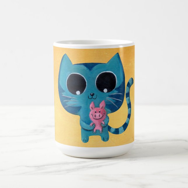 Caneca De Café Gato bonito e porco do gatinho (Centro)