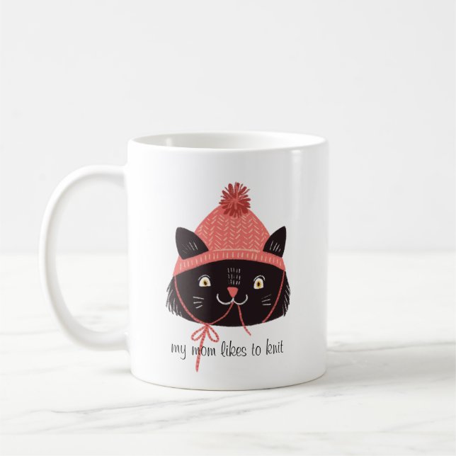 Caneca De Café Gato Bonito Em Knit Humg (Esquerda)