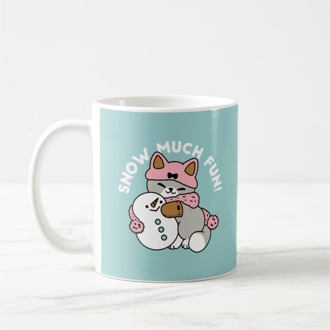 Caneca De Café Gato Bonito em Neve Gear com Arte Snowman (Esquerda)