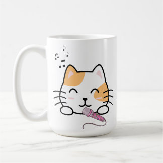 Caneca De Café gato bonito está cantando
