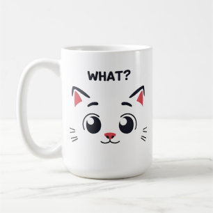 Caneca De Café Gato Bonito Face "O QUÊ?" Engraçado Expressão Mug