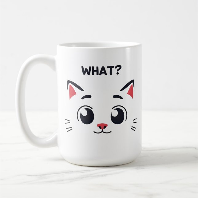 Caneca De Café Gato Bonito Face "O QUÊ?" Engraçado Expressão Mug (Esquerda)