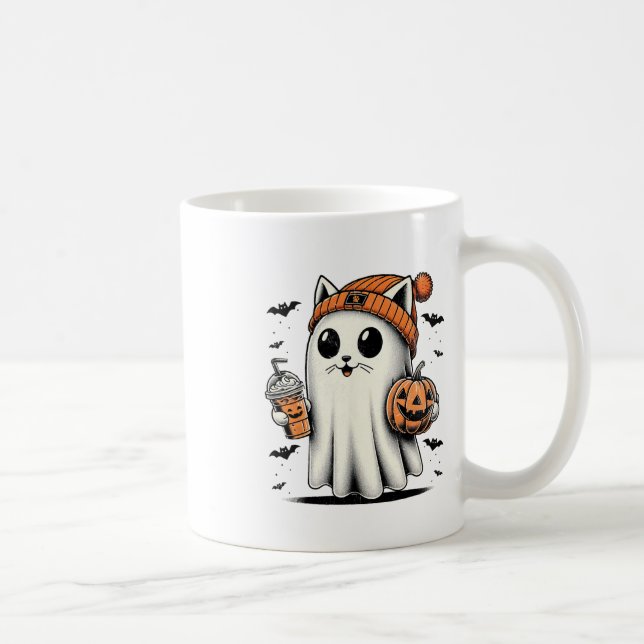 Caneca De Café Gato Bonito Fantasma Ghost Café Engraçado Ghost Ha (Direita)