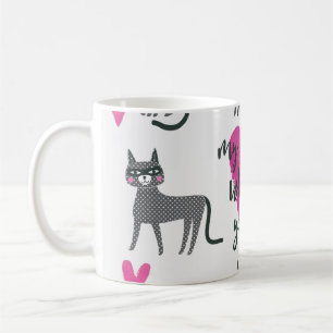 Caneca De Café Gato bonito: ilustração com cartazes de amor.