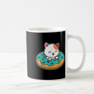 Caneca De Café Gato Bonito Numa Rosquinha Engraçada Gato Pão-De-N