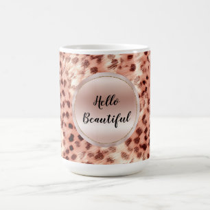 Caneca De Café Gato Bonito, Rosa Dourado, Leopardo