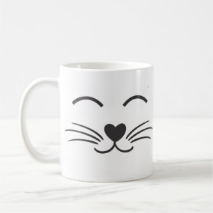 Caneca De Café Gato Bonito Rosto Com Sabadores