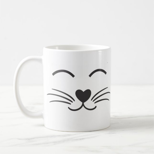 Caneca De Café Gato Bonito Rosto Com Sabadores (Esquerda)
