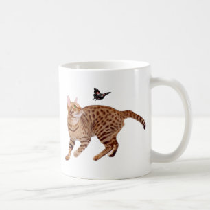 Caneca De Café Gato & borboleta de Ocicat