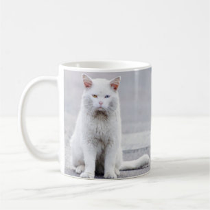Caneca De Café Gato Branco com Um Olho Azul, Um Âmbar