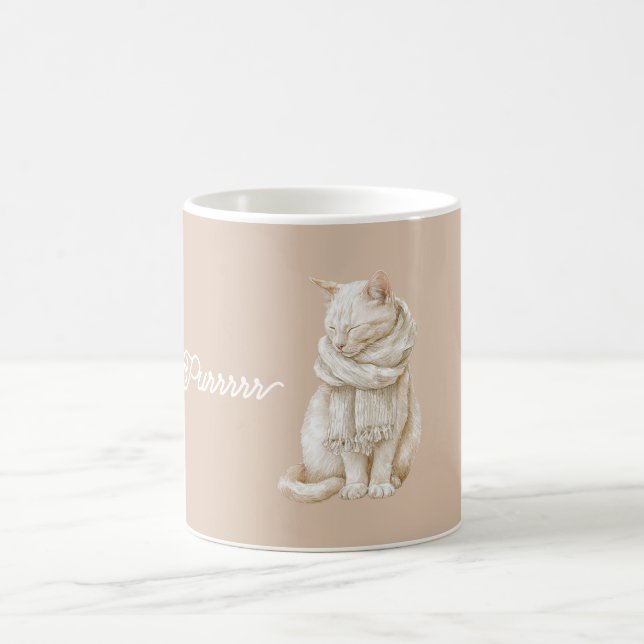 Caneca De Café Gato Branco Creme Ronronando (Centro)