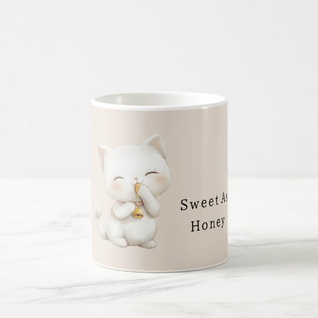 Caneca De Café Gato Branco Fofo Doce Como Mel (Centro)