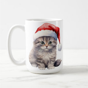 CANECA DE CAFÉ GATO BRANCO LONGO CABELO FLUFFY COM CHAPA SANTA