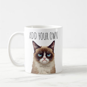 Caneca De Café Gato Bravo Engraçado – Adicione Seu Próprio Texto