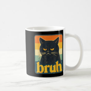 Caneca De Café Gato Bruh Vintage Retro Meme Engraçado Gato Preto