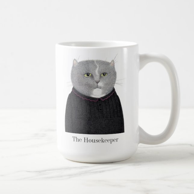 Caneca De Café GATO-CABEÇALHEIRO Tall White Mug + Texto (Direita)
